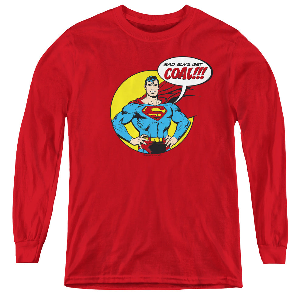 DC Comics Coal Long Sleeve Kids Youth T Shirt Red Officially Licensed