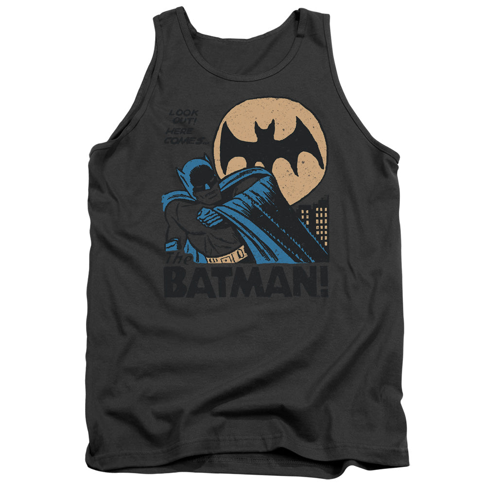 DC Comics Look Out Mens Tank Top Shirt Charcoal Officially Licensed