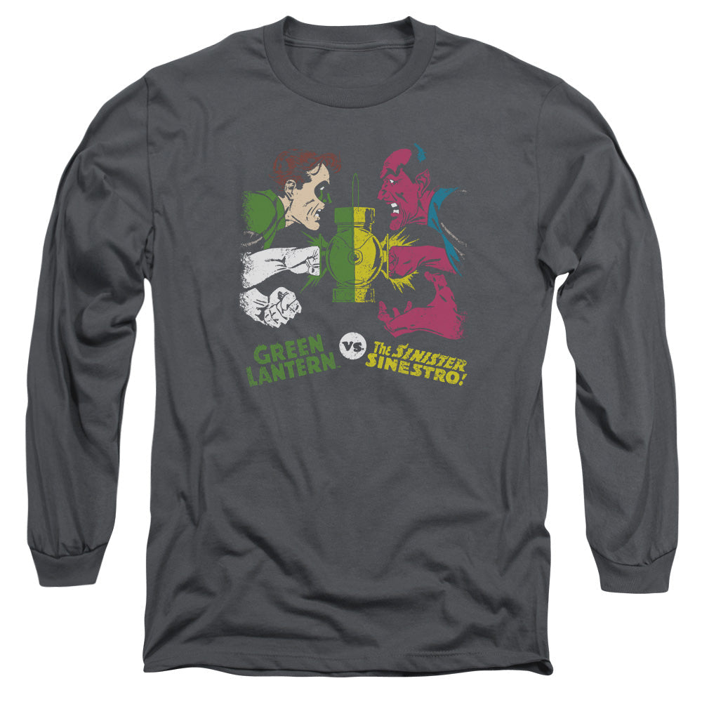 DC Comics Gl Vs Sinestro Mens Long Sleeve Shirt Charcoal Officially Licensed