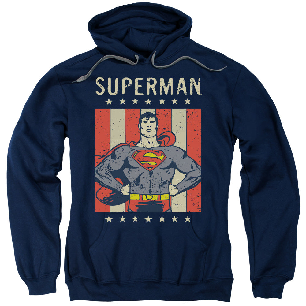 DC Comics Retro Liberty Mens Hoodie Navy Blue Officially Licensed