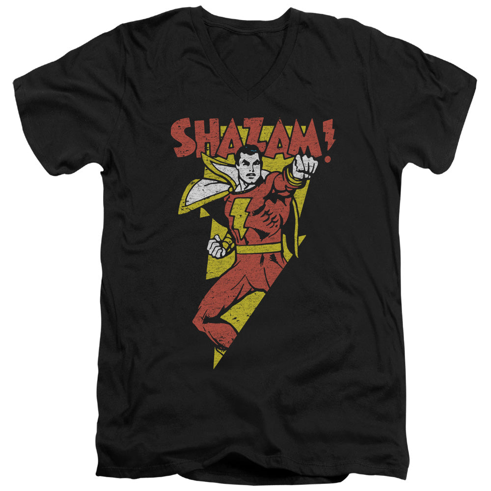 DC Comics in Bolt Mens Slim Fit V Neck T Shirt Black Officially Licensed