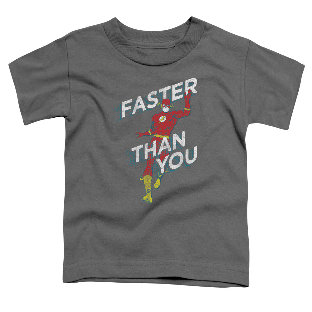 DC Comics Flash Faster Than You Toddler Kids Youth T Shirt Charcoal Officially Licensed