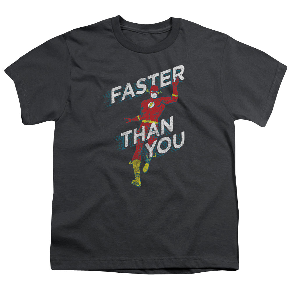 DC Comics Flash Faster Than You Kids Youth T Shirt Charcoal Officially Licensed