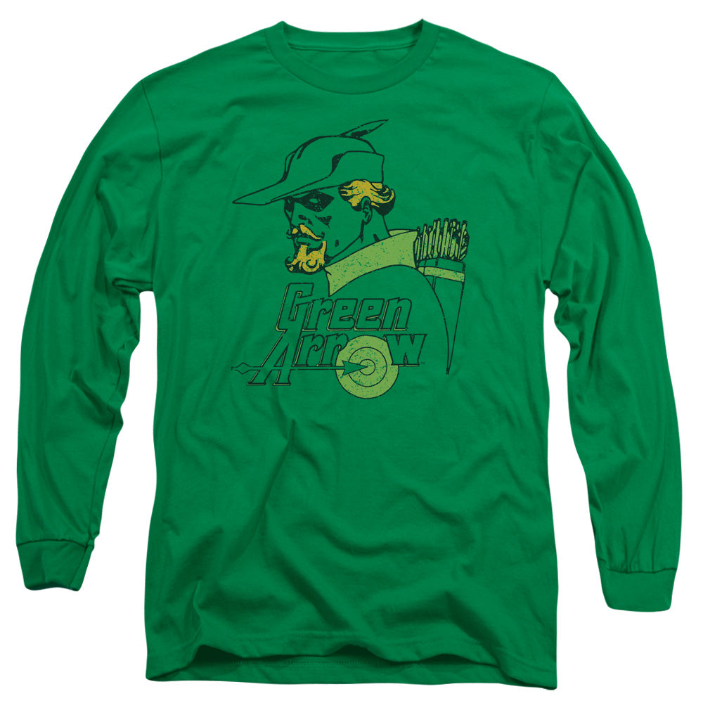 DC Comics Close Up Mens Long Sleeve Shirt Kelly Green Officially Licensed