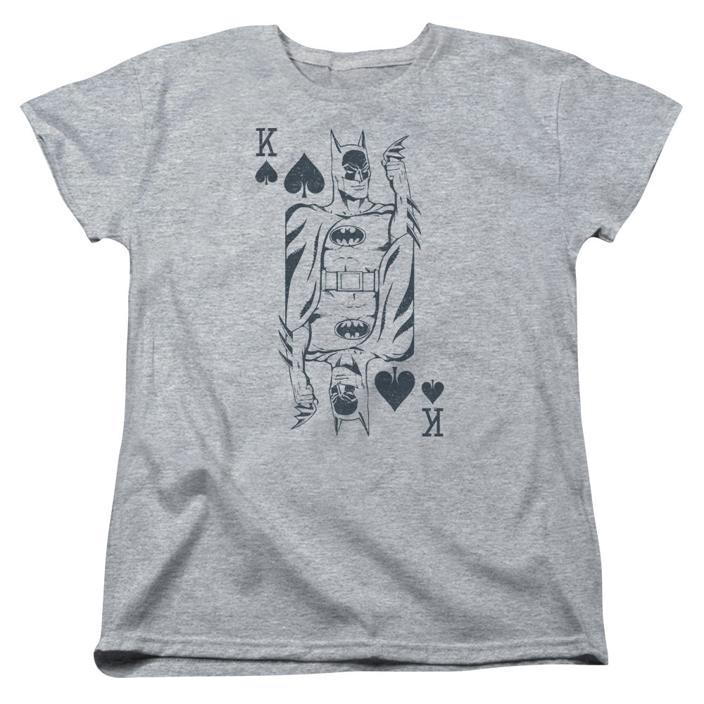 DC Comics Bat Card Womens T Shirt Athletic Heather Officially Licensed