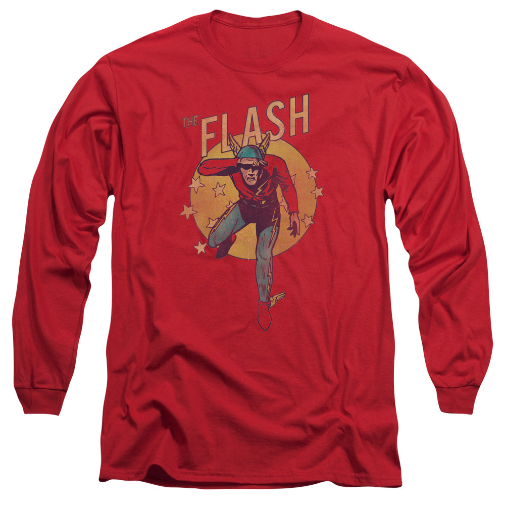 DC Comics Flash Circle & Stars Mens Long Sleeve Shirt Red Officially Licensed