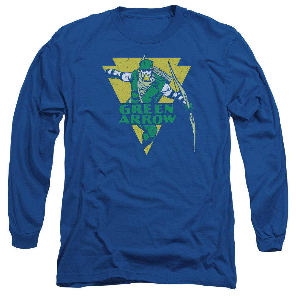 DC Comics Distressed Arrow Mens Long Sleeve Shirt Royal Blue Officially Licensed