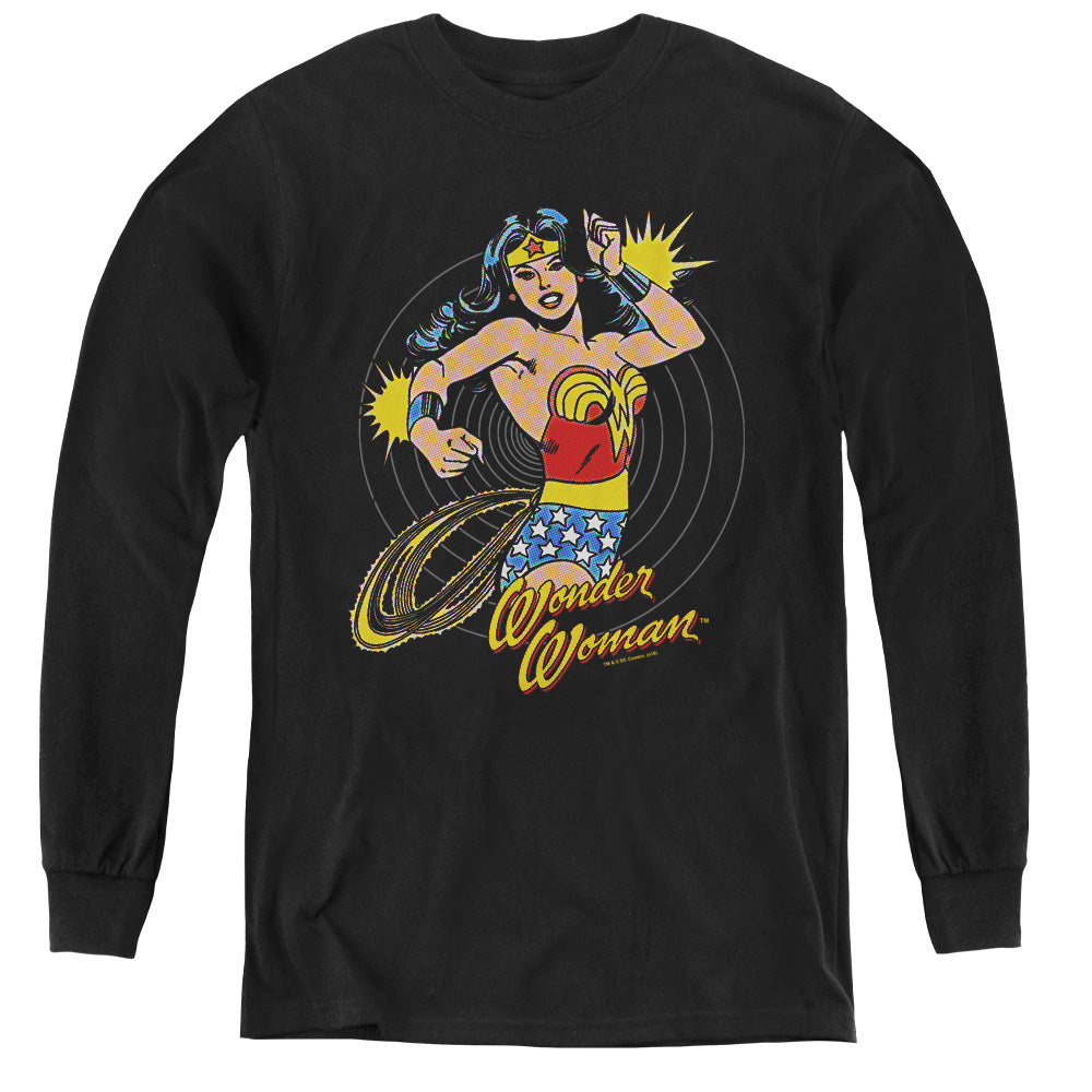 DC Comics Spinning Long Sleeve Kids Youth T Shirt Black Officially Licensed