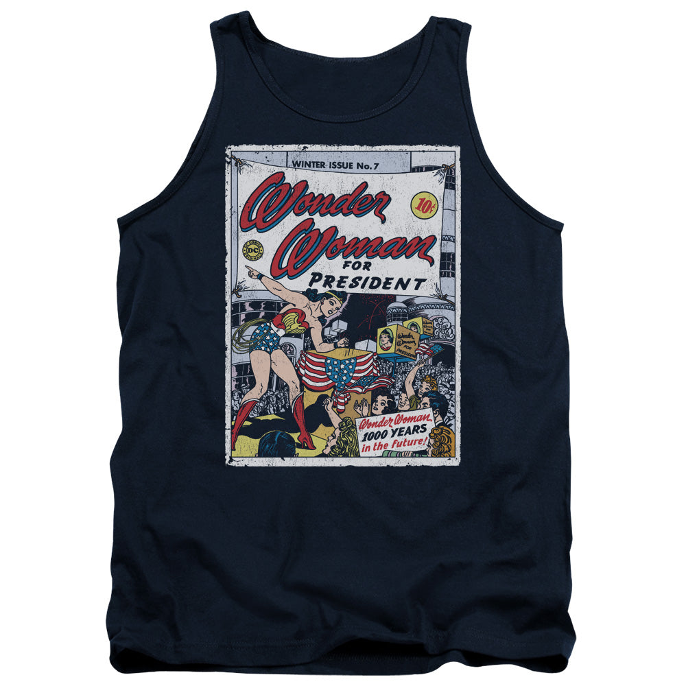 DC Comics Ww for President Mens Tank Top Shirt Navy Blue Officially Licensed