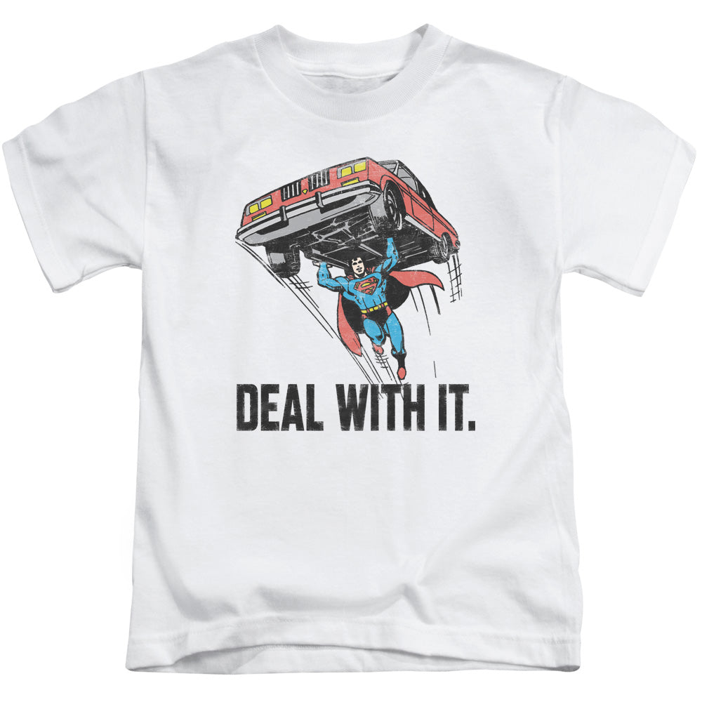 DC Comics Deal With It Juvenile Kids Youth T Shirt White Officially Licensed