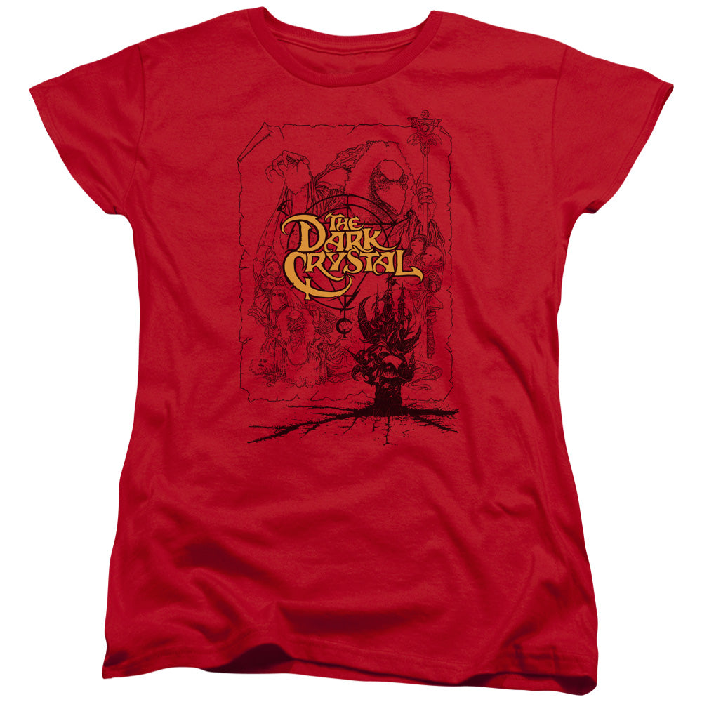 Dark Crystal Poster Lines Womens T Shirt Red Officially Licensed