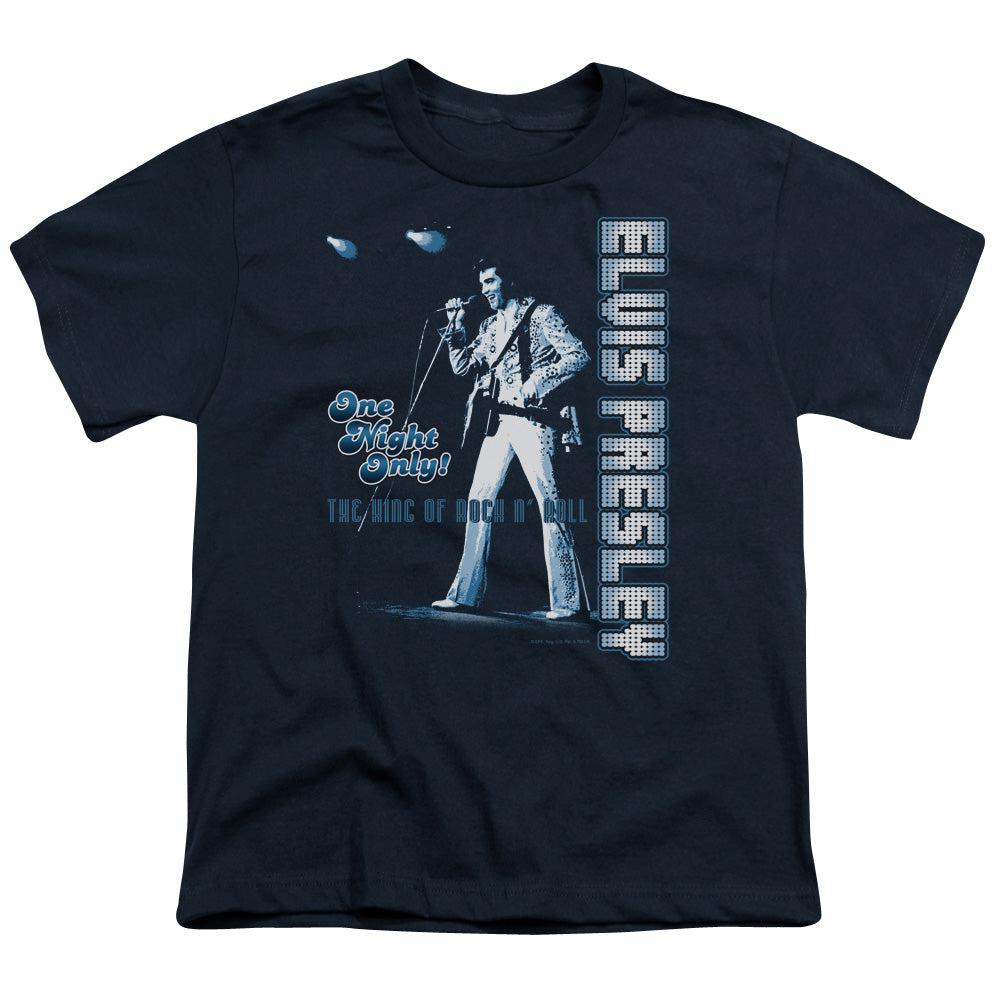 Elvis Presley One Night Only Kids Youth T Shirt Navy Blue Officially Licensed