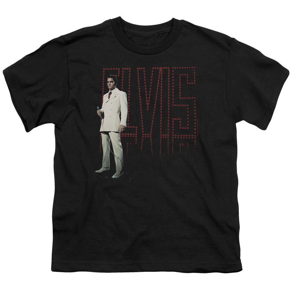 Elvis Presley White Suit Kids Youth T Shirt Black Officially Licensed