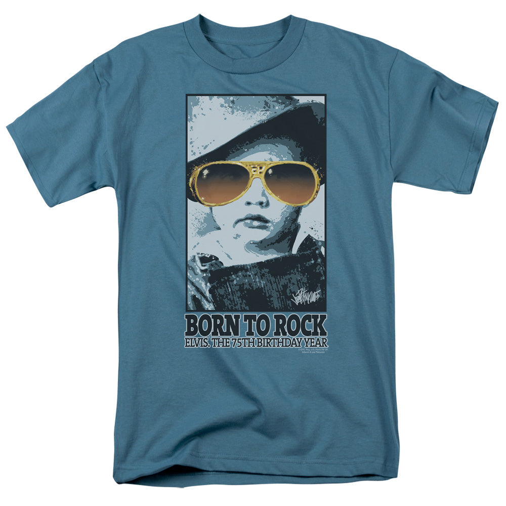 Elvis Presley Born To Rock Mens T Shirt Slate Officially Licensed