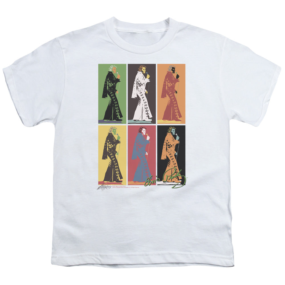 Elvis Presley Retro Boxes Kids Youth T Shirt White Officially Licensed