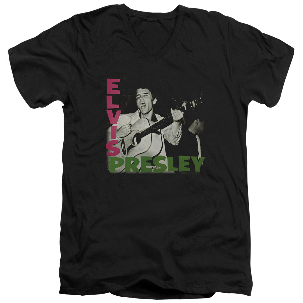Elvis Presley Elvis Presley Album Mens Slim Fit V-Neck T Shirt Black Officially Licensed