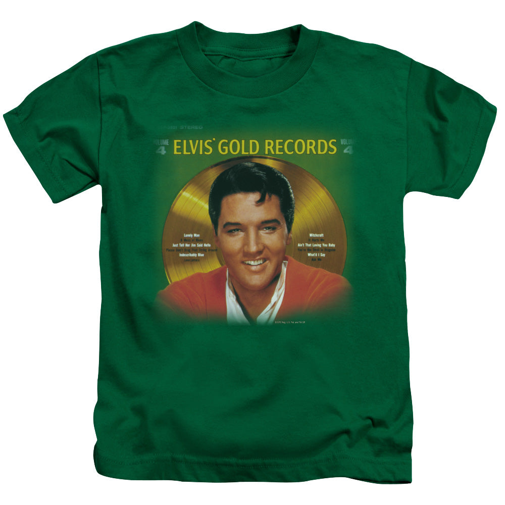 Elvis Presley Gold Records Juvenile Kids Youth T Shirt Kelly Green Officially Licensed