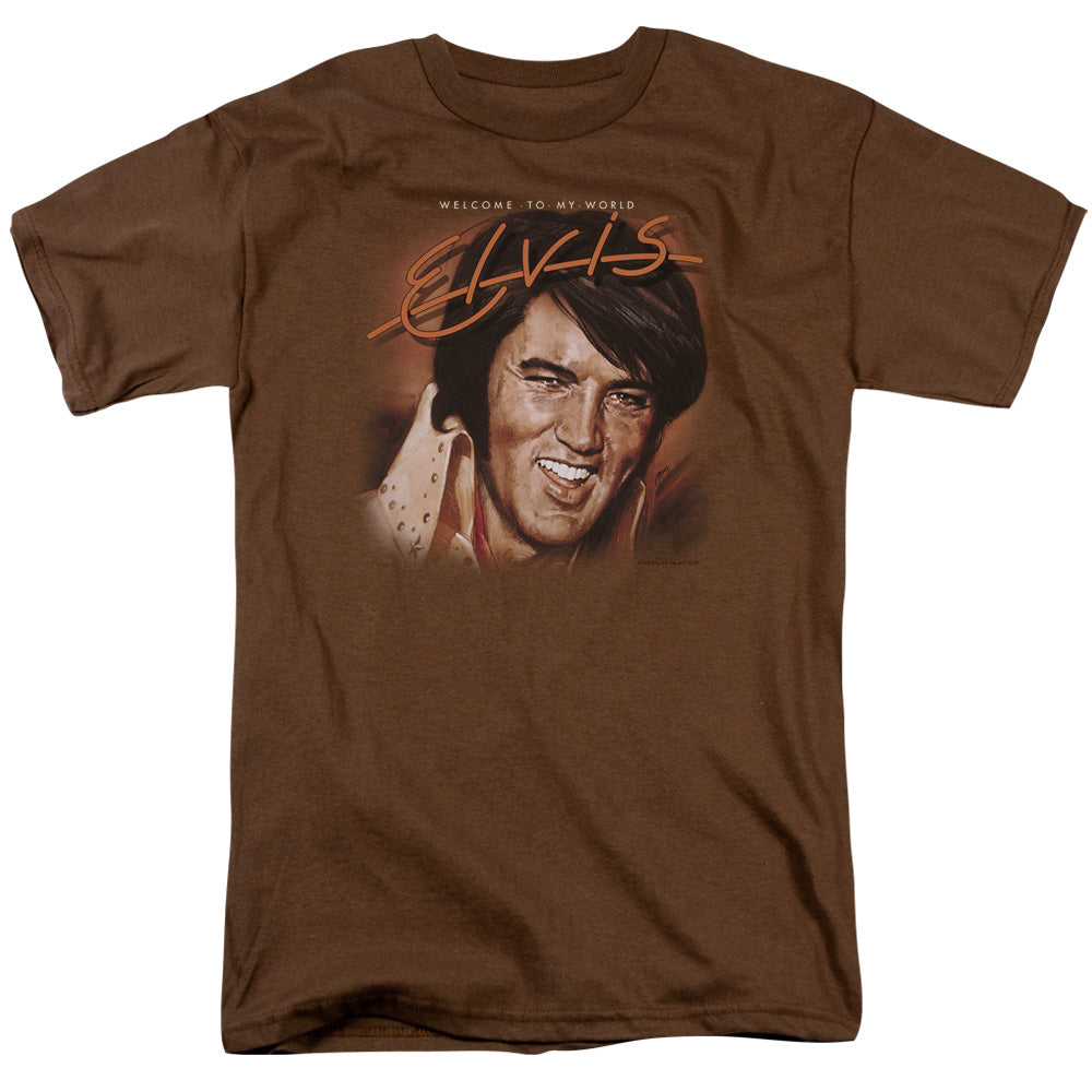 Elvis Presley Welcome To My World Mens T Shirt Coffee Officially Licensed