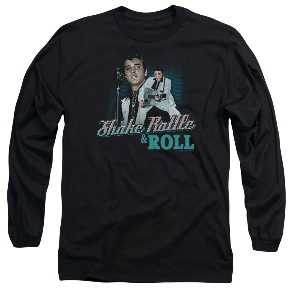 Elvis Presley Shake Rattle & Roll Mens Long Sleeve Shirt Black Officially Licensed Officially Licensed
