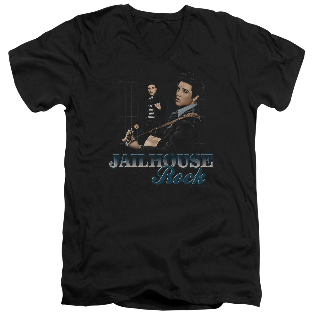 Elvis Presley Jailhouse Rock Mens Slim Fit V-Neck T Shirt Black Officially Licensed