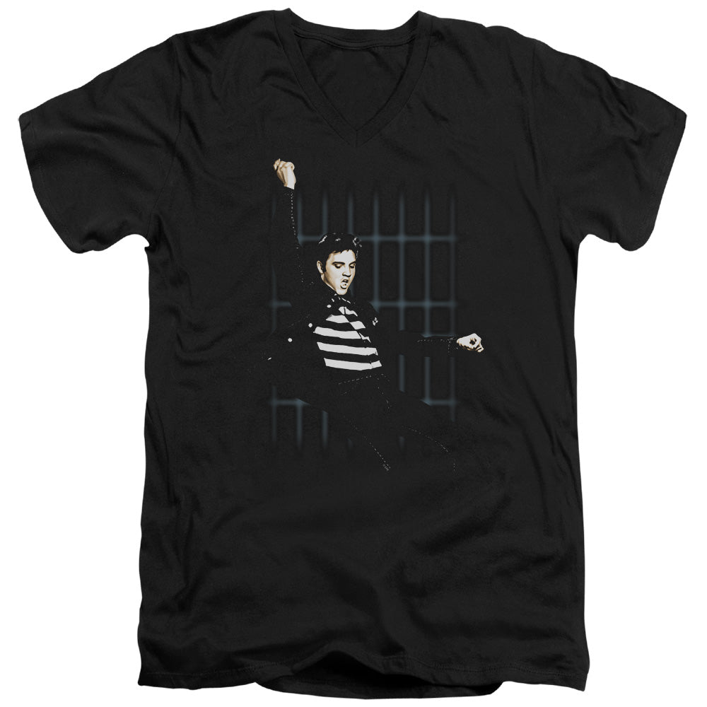 Elvis Presley Blue Bars Mens Slim Fit V-Neck T Shirt Black Officially Licensed