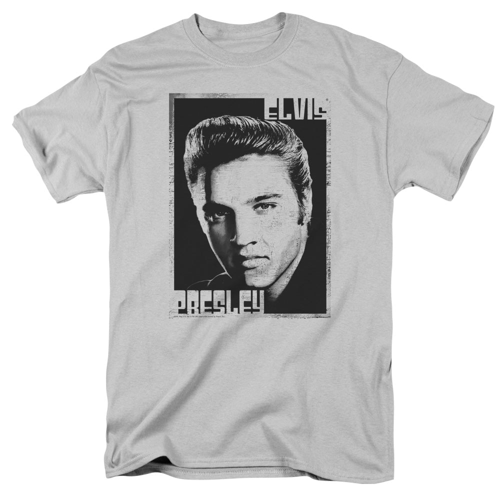 Elvis Presley Graphic Portrait Mens T Shirt Silver Officially Licensed