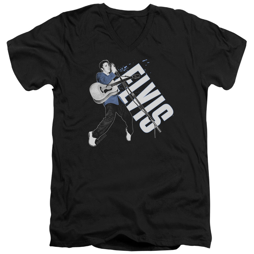 Elvis Presley on His Toes Mens Slim Fit V-Neck T Shirt Black Officially Licensed