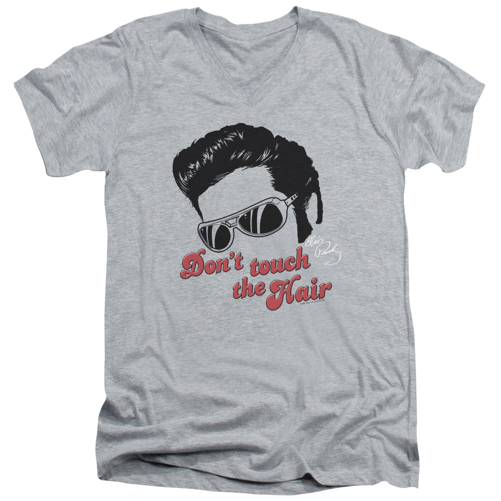 Elvis Presley Dont Touch the Hair 2 Mens Slim Fit V-Neck T Shirt Athletic Heather Officially Licensed
