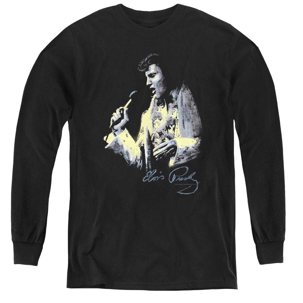 Elvis Presley Painted King Long Sleeve Kids Youth T Shirt Black Officially Licensed