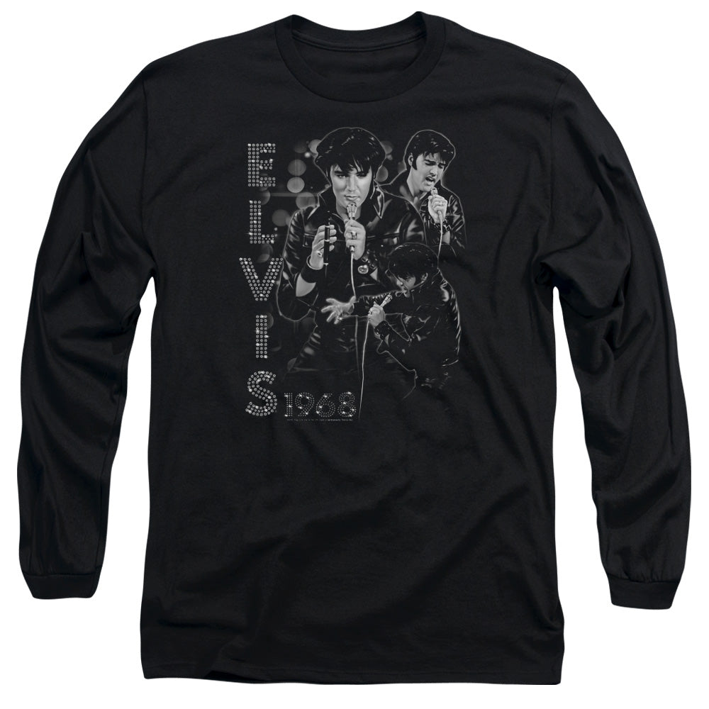Elvis Presley Leathered Mens Long Sleeve Shirt Black Officially Licensed Officially Licensed