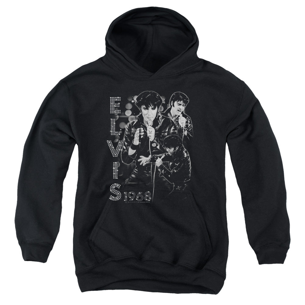 Elvis Presley Leathered Kids Youth Hoodie Black Officially Licensed