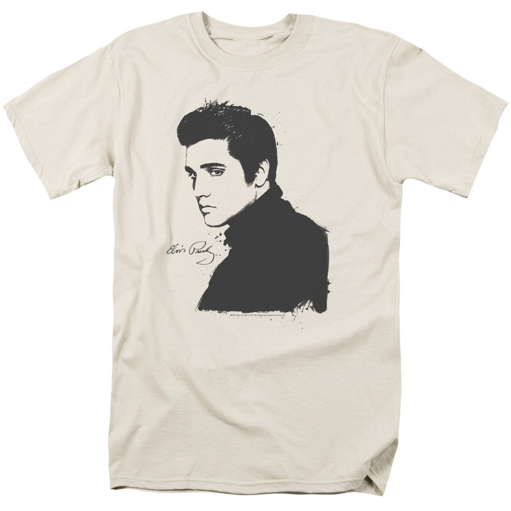 Elvis Presley Black Paint Mens T Shirt Cream Officially Licensed