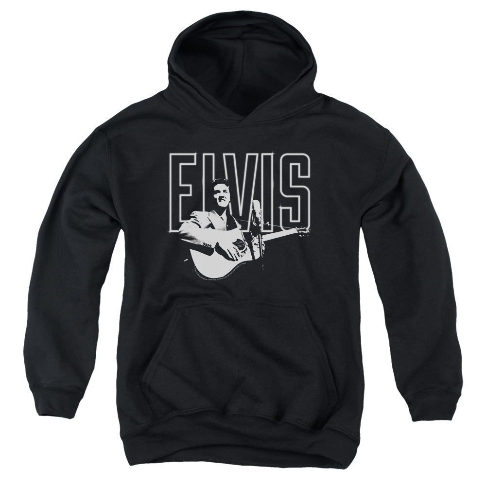 Elvis Presley White Glow Kids Youth Hoodie Black Officially Licensed