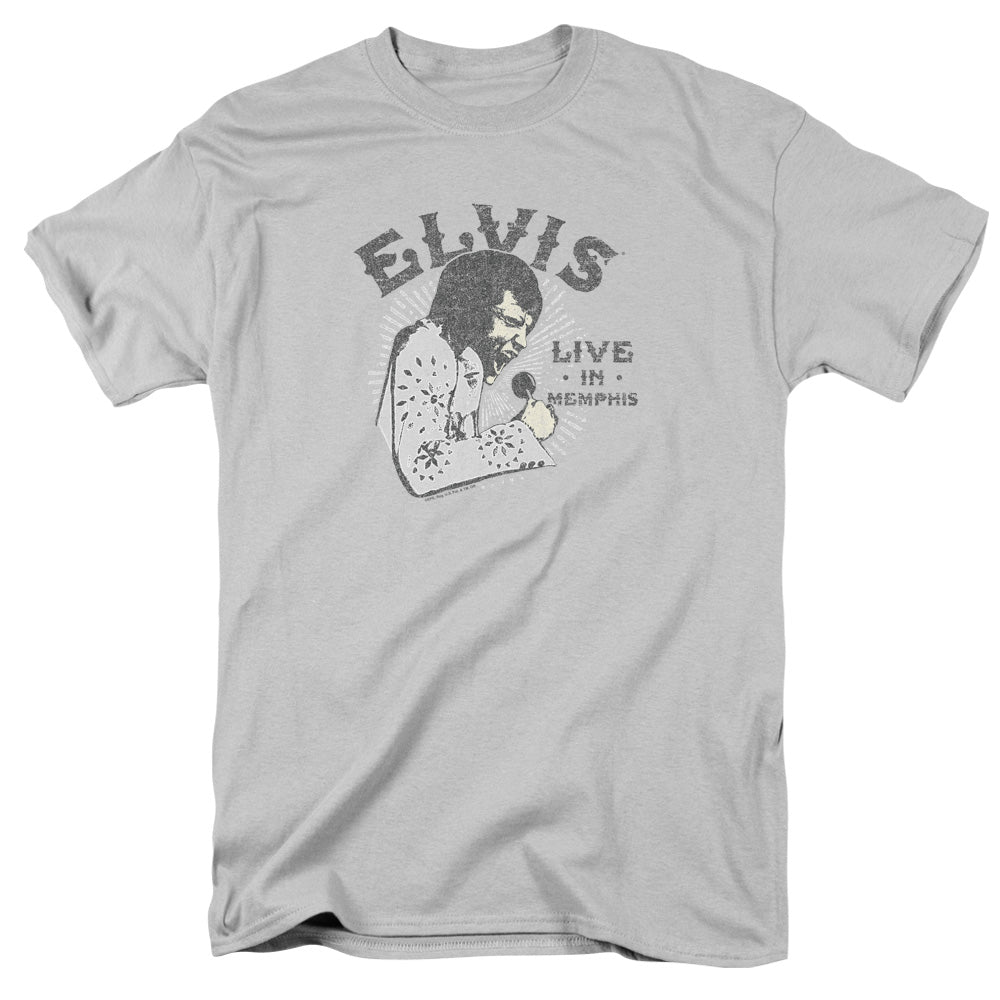 Elvis Presley Live In Memphis Mens T Shirt Silver Officially Licensed