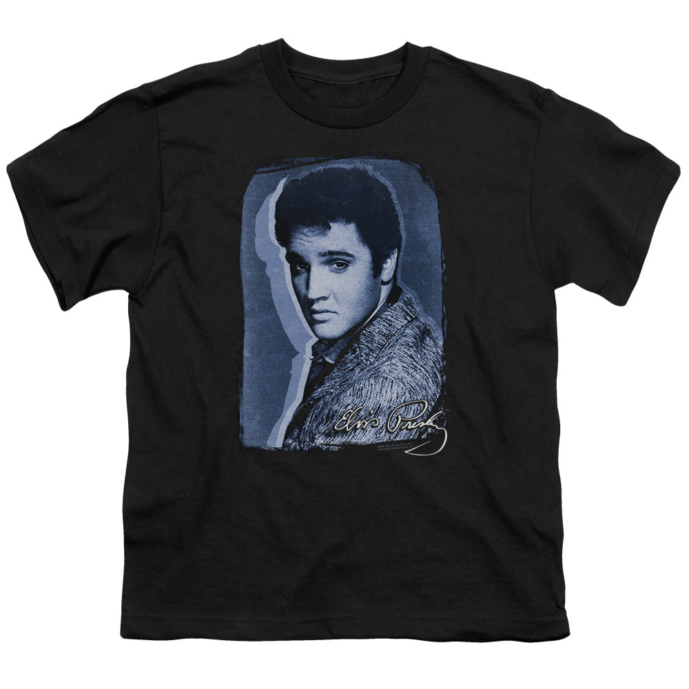 Elvis Presley Overlay Kids Youth T Shirt Black Officially Licensed