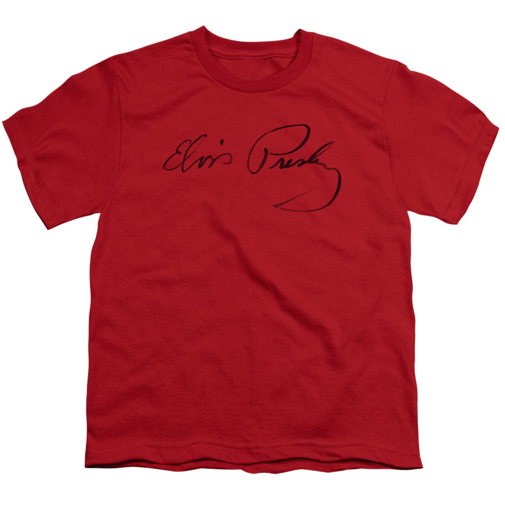 Elvis Presley Signature Sketch Kids Youth T Shirt Red Officially Licensed