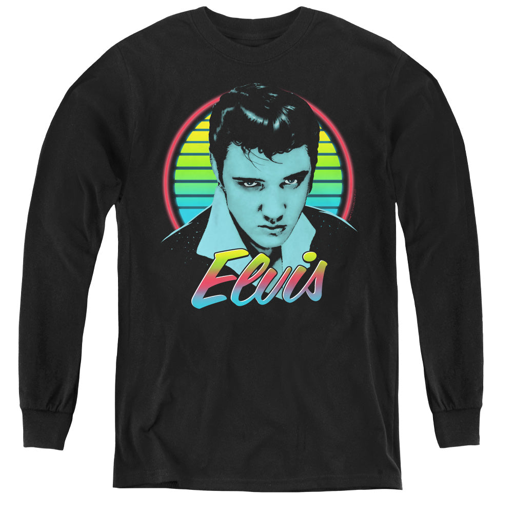 Elvis Presley Neon King Long Sleeve Kids Youth T Shirt Black Officially Licensed