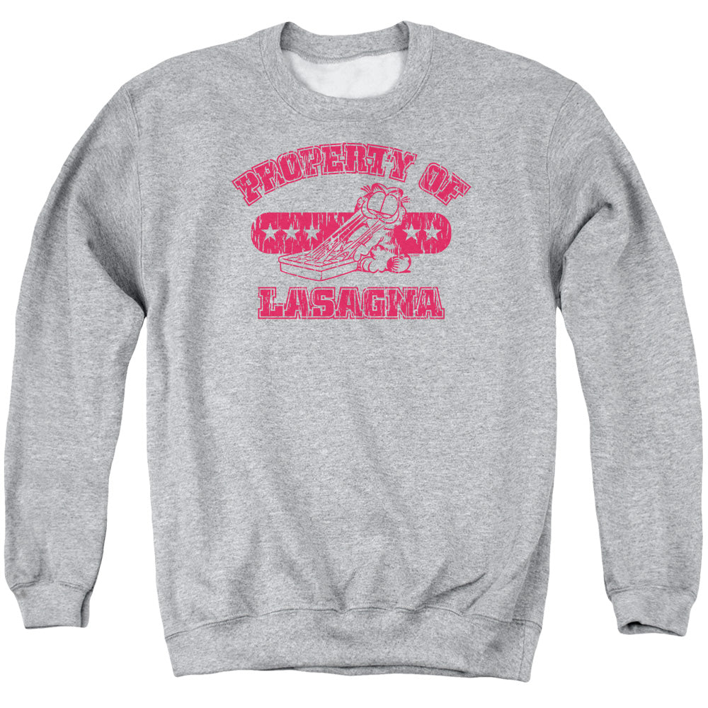 Garfield Property of Lasagna Mens Crewneck Sweatshirt Athletic Heather