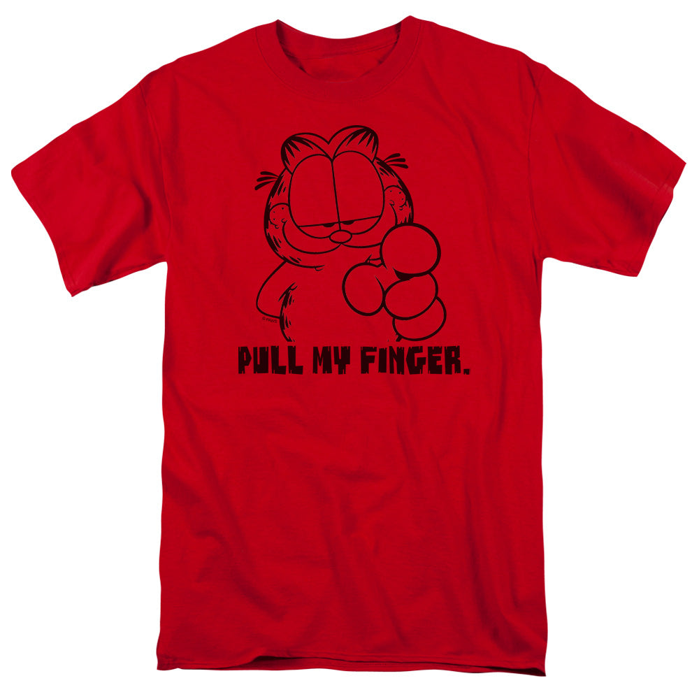 Garfield Pull My Finger Mens T Shirt Red Officially Licensed