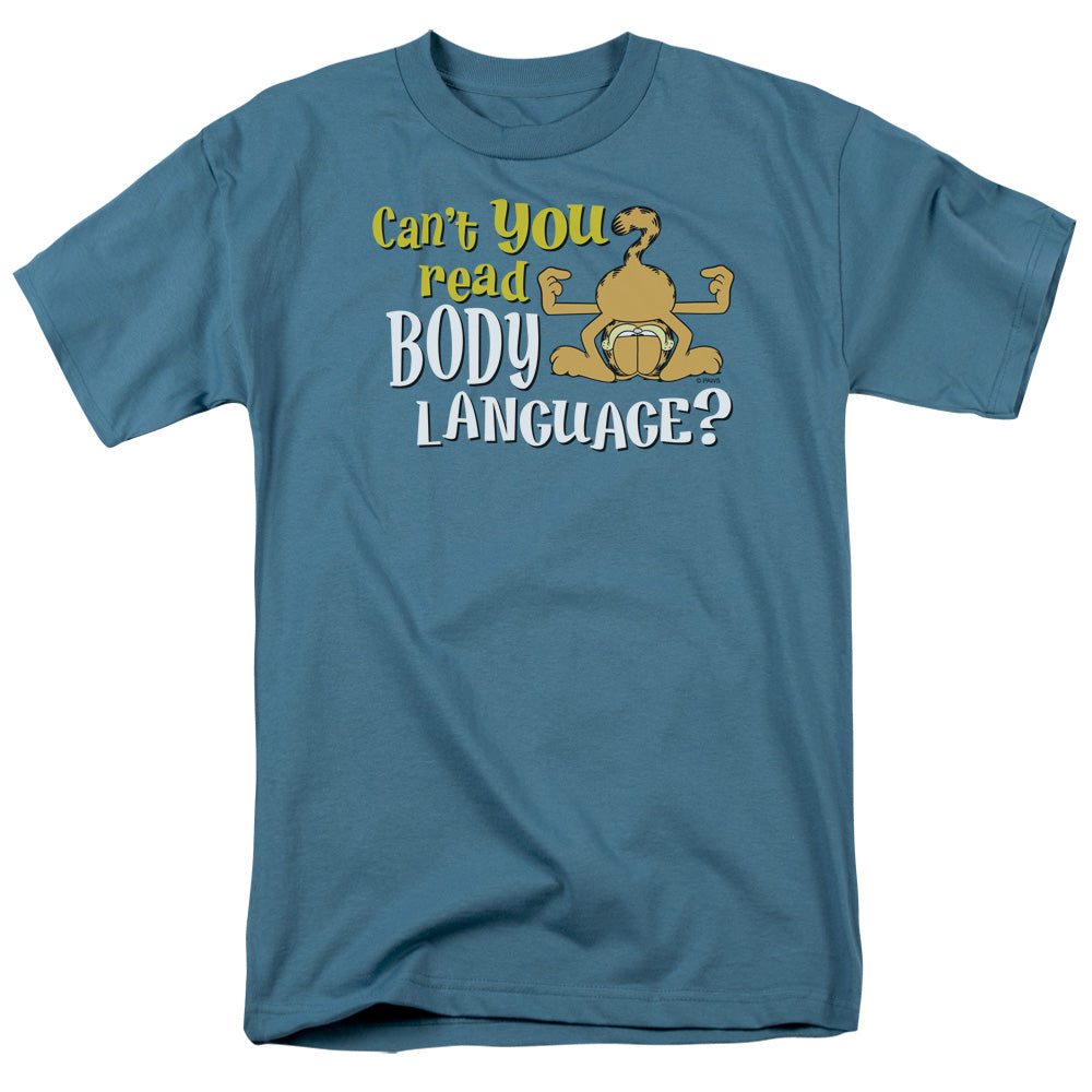 Garfield Body Language Mens T Shirt Slate Officially Licensed