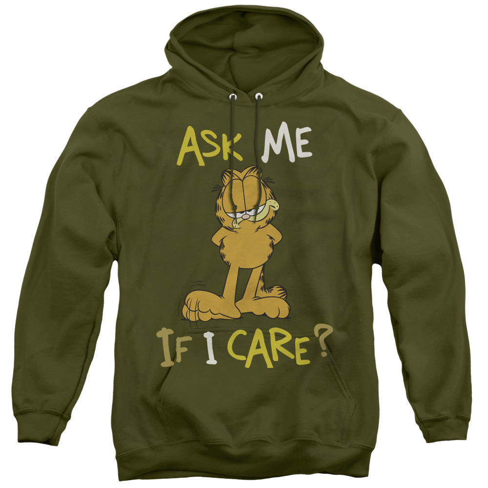 Garfield Ask Me If I Care Mens Hoodie Military Green