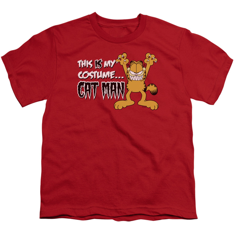Garfield Cat Man Kids Youth T Shirt Red