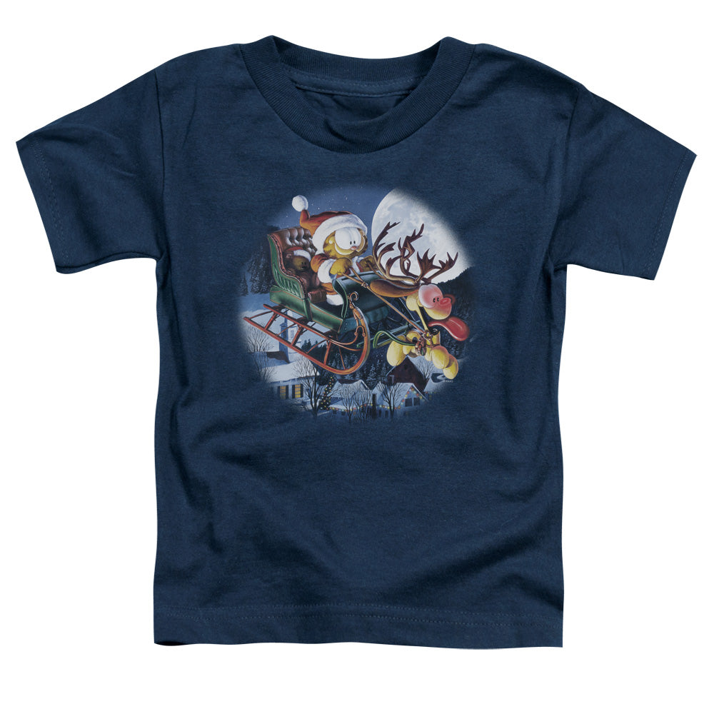 Garfield Moonlight Ride Toddler Kids Youth T Shirt Navy