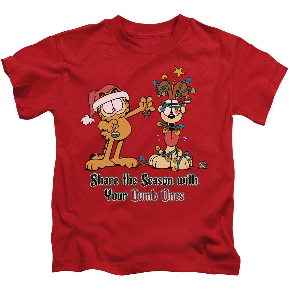 Garfield Share the Season Juvenile Kids Youth T Shirt Red
