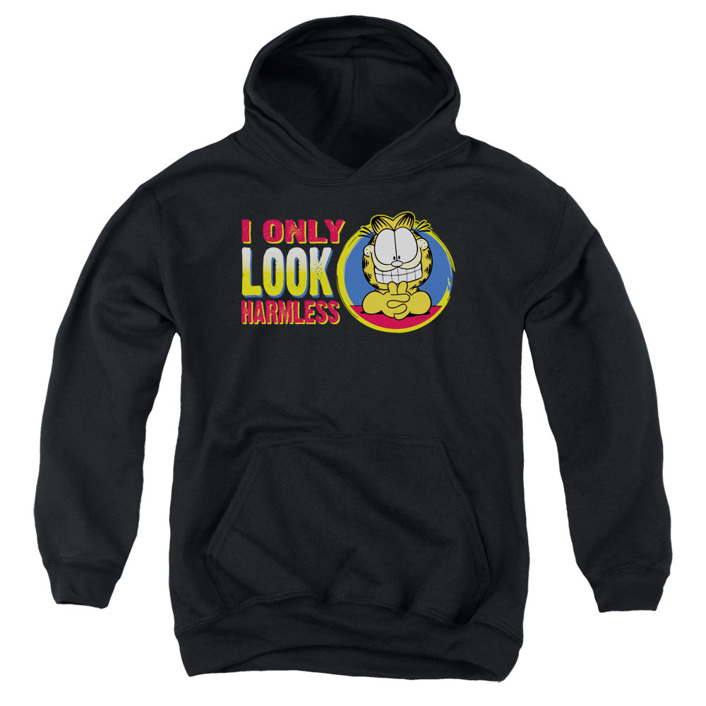 Garfield I Only Look Harmless Kids Youth Hoodie Black