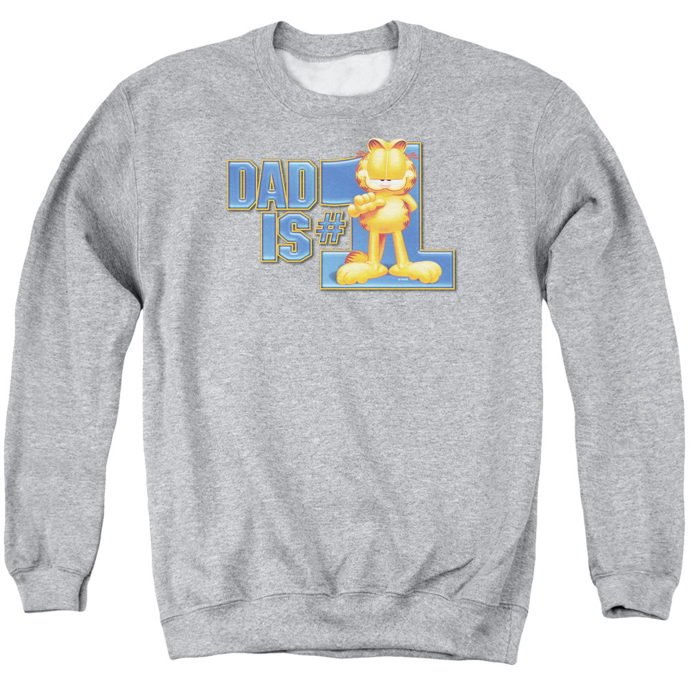 Garfield Dad is Number One Mens Crewneck Sweatshirt Athletic Heather