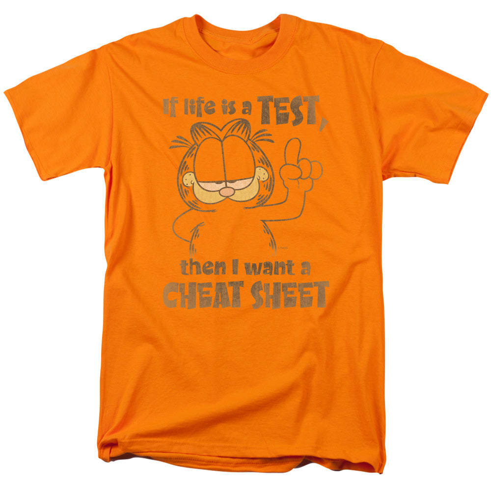 Garfield Cheat Sheet Mens T Shirt Orange Officially Licensed