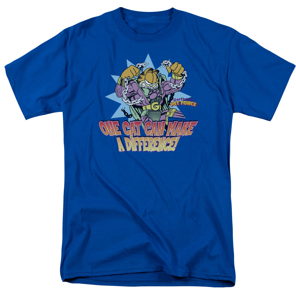 Garfield Make a Difference Mens T Shirt Royal Blue Officially Licensed