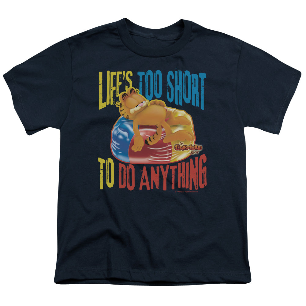 Garfield Too Short Kids Youth T Shirt Navy
