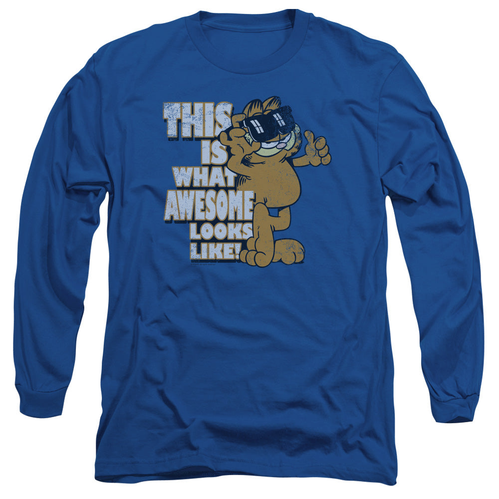 Garfield Awesome Mens Long Sleeve Shirt Royal Blue